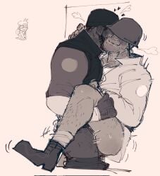 2boys against_surface against_wall anal anal_penetration anal_sex beard biting_lip biting_own_lip blush blushing bottomless bottomless_male chest_hair clothed clothed_sex demoman demoman_(team_fortress_2) duo duo_focus gay happy heart hearts implied_anal implied_sex leg_hair looking_pleasured lukewarmflukes male male/male male_focus male_only male_penetrated male_penetrating male_penetrating_male pants_down penetration pleasure_face sketch smile soldier soldier_(team_fortress_2) sweat sweating team_fortress_2 valve