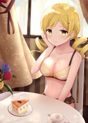 1girls big_breasts blonde_hair bra breasts cake curvaceous curvy curvy_body curvy_female curvy_figure drill_hair female_only flower flower_in_hair human human_only light-skinned_female light_skin looking_at_viewer magia_record:_mahou_shoujo_madoka_magica_gaiden magical_girl mahou_shoujo_madoka_magica mami_tomoe medium_breasts puella_magi_madoka_magica solo solo_female solo_focus suzugahama table tomoe_mami twintails voluptuous voluptuous_female yellow_eyes young