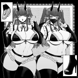 1girls 2023 ;o absurd_res bare_shoulders belt bikini boots bow breasts bridal_gauntlets choker cleavage close-up demon_girl demon_horns demon_tail devil devil_horns ear_piercing elbow_gloves face_mask feet female female_only frilled_bikini frills front-tie_bikini gloves greyscale hair_ribbon high_heel_boots high_heels highres holding_phone horns index_finger_raised jewelry large_breasts long_ears long_hair long_twintails looking_at_phone looking_at_viewer mask monochrome multiple_views nail_polish naughty_face navel one_eye_closed oni oni_horns open_mouth original phone piercing pointing pointing_at_self pointy_ears ribbon smartphone solo standing swimsuit tail teeth thick_thighs thigh_boots thighhighs thighs tied_hair toeless_footwear toenail_polish toes tongue tongue_out tongue_piercing yones81239278 zettai_ryouiki