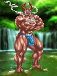 2_horns abs absurd_res animal_humanoid biceps bovid bovid_humanoid bulge draph flaccid ghandagoza granblue_fantasy hi_res hitenmaru horn humanoid male male_only mammal mammal_humanoid muscular muscular_humanoid muscular_male muscular_thighs pecs solo sweat sweating