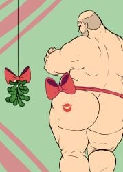 1boy ass bara big_ass christmas fat fat_man gremlinshoard heavy_weapons_guy lipstick lipstick_mark lipstick_on_ass male male_only mistletoe obese obese_male overweight overweight_male team_fortress_2