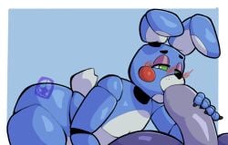 animatronic anthro bonnie_(fnaf) duo erection fellatio first_person_view five_nights_at_freddy's five_nights_at_freddy's_2 gay genitals hi_res just_sunel lagomorph leporid machine male male/male male_pov mammal nude oral oral_penetration penetration penile penis presenting rabbit robot scottgames sex simple_background submissive submissive_male sunel_deer toy_bonnie_(fnaf)