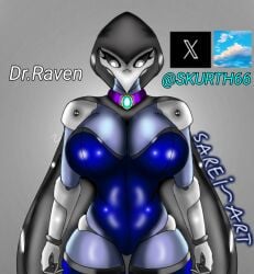 big_breasts claws clothed_female dr._raven original_character plague_doctor robot robot_girl skurth66 thick_thighs white_eyes