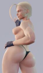 3d ass athletic_female blonde_hair cammy_white fingerless_gloves lulux lynya short_hair solo street_fighter street_fighter_6 tagme