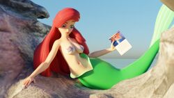 ariel ariel_(the_little_mermaid) breast_sucking breastfeeding breasts clopmaestroman disney disney_princess double_breast_sucking eating red_hair starfish the_little_mermaid the_little_mermaid_(1989_film)