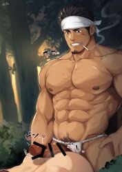 2boys abs bandana bara beefy biceps big_penis black_hair brown_nipples censor_bar censored censored_penis chest_hair cigarette cigarette_in_mouth cigarette_smoke daddy dark_penis dilf facial_hair fundoshi fundoshi_aside fundoshi_only gay goatee headband human human_only imminent_anal imminent_penetration imminent_sex male male/male male_only manly muscles muscular muscular_arms muscular_ass muscular_back muscular_legs muscular_male muscular_thighs night original original_character outdoors pecs pectorals pubic_hair rokushaku_fundoshi scar scar_on_cheek six_pack smoking smoking_cigarette teeth teeth_showing text tough_guy underwear underwear_only white_bandana white_fundoshi white_headband white_underwear zifu