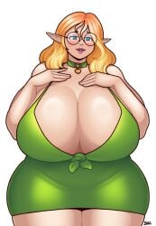 bbw blazbaros blonde_hair busty collar curvaceous curvy curvy_body curvy_female curvy_figure curvy_hips curvy_milf curvy_thighs dress elf female glasses hips huge_breasts huge_thighs large_breasts lipstick looking_at_viewer makeup massive_breasts mature_female milf plump revealing_clothes round_glasses seductive slightly_chubby thick thick_thighs voluptuous wide_hips