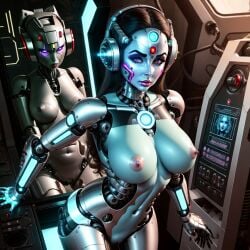 ai_generated breasts brown_hair elizabeth_taylor female_only machine nipples robot robot_girl unstable_diffusion