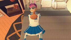 1boy 1femboy :3 cock cum cum_on_face cum_on_mouth demithefemboy05 drinking_cum femboy glasses pink_hair rec_room rec_room_avatar tagme