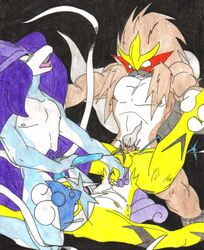 buggery color entei fur furry furry_only handjob interspecies male male_only multiple_males nintendo pokemon pokemon_(species) raikou suicune yaoi