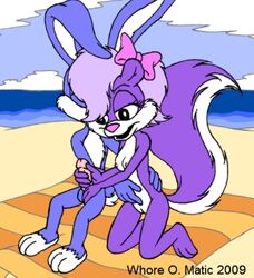 2009 anthro buster_bunny female fifi_la_fume fur furry male mammal rabbit skunk straight tagme tiny_toon_adventures whore_o._matic