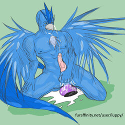 anthro articuno color cum dildo front_view insertion luppy male male_only masturbation nipples nude penis pokemon pokemon_(species) pokemon_rgby solo tagme