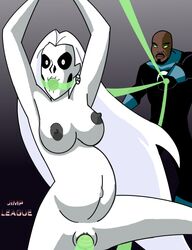 big_breasts captured dark-skinned_male dark_skin dc_comics dcau gag green_lantern green_lantern_(series) huge_nipples interracial jimp john_stewart justice_league male mouth_gag mouth_open pregnant silver_banshee siobhan_mcdougal vaginal_penetration