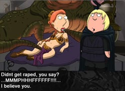 chris_griffin cosplay crossover eminence family_guy fellatio female human humanoid hutt jabba's_palace jabba_the_hutt loincloth lois_griffin luke_skywalker male metal_bikini oral princess_leia_organa rape return_of_the_jedi slave_bikini slave_leia star_wars tears