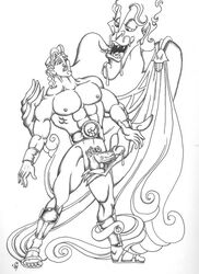 disney gay greek_mythology hades_(hercules) hercules_(character) hercules_(disney) incest male male_only monochrome monster_boy nephew penis testicles uncle yaoi