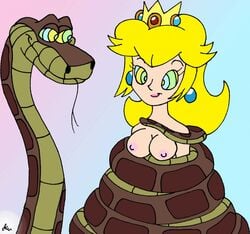 breasts crossover disney eastern_and_western_character female human hypnosis interspecies kaa lol20 male mario_(series) mind_control nintendo nipples nude pale_skin princess_peach restrained snake the_jungle_book