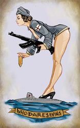 big_breasts breasts england english_text female female_only female_soldier high_heels nazi nipples ship world_war_2