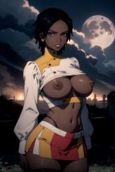 ai_generated annette_(castlevania_nocturne) areola artist_request bare_chest big_breasts breasts castlevania castlevania_(netflix) castlevania_nocturne dark-skinned_female dark_skin female_only fit_female jewelry looking_at_viewer melanin midriff miniskirt navel nipples parted_lips posing puffy_nipples raised_clothes skirt solo_female thighs