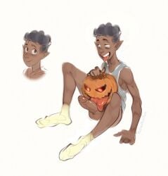 1boy 2023 african african_male balls big_balls big_penis boner clothing dark-skinned_male dark_skin disney disney_channel erect_penis erection gus_porter halloween hard_on hi_res highres holidays jack-o'-lantern jack_o'_lantern licking_penis male male_focus male_only manly melanin muscles muscular muscular_male oral oral_sex penis pumpkin pumpkin_masturbation sitting solo solo_male teen_boy the_owl_house tongue tongue_out witch_(the_owl_house) yaoi yoshka