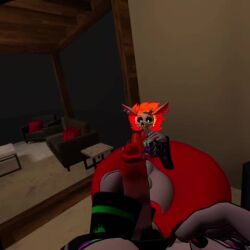 animated anthro big_breasts busty_boy cally3d clazzey cryptiacurves dripping_cum getting_erect hallow_(cryptiacurves) kallylady male_only male_with_breasts no_sound not_futa tagme video vrchat