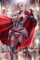 1girls alternate_costume alternate_hairstyle armor armpits bare_midriff bare_thighs bikini bra breasts cape covered_nipples edelgard_von_hresvelg empress female female_only fire_emblem fire_emblem:_three_houses fire_emblem_warriors:_three_hopes gloves grey_panties indoors large_breasts long_hair looking_at_viewer midriff nintendo official_alternate_costume official_alternate_hairstyle panties partially_visible_vulva petals ponytail princess purple_eyes royalty see-through see-through_legwear short_sleeves sideboob solo thighhighs thighs underwear white_hair yoellim5