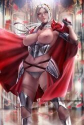 1girls alternate_costume alternate_hairstyle armor armpits bare_midriff bare_thighs breasts breasts_out cape edelgard_von_hresvelg empress female female_only fire_emblem fire_emblem:_three_houses fire_emblem_warriors:_three_hopes gloves grey_panties indoors large_breasts long_hair looking_at_viewer midriff nintendo nipples official_alternate_costume official_alternate_hairstyle panties partially_visible_vulva petals ponytail princess purple_eyes royalty see-through see-through_legwear short_sleeves solo thighhighs thighs underwear white_hair yoellim5