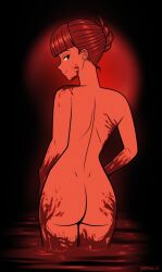 1girls akairiot ass back_view blood casual female human looking_back naked naked_female pale_skin the_countess_(akairiot) walkingdeadmann