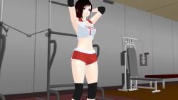 1girls 3d animated gym gym_clothes gym_uniform red_hair ruby_rose rwby silver_eyes sound tagme theblackbirdcalls video working_out