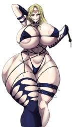 big_breasts big_hips breasts cloudybits hips hips_wider_than_shoulders huge_breasts huge_hips kaijin_hime_do-s large_breasts large_hips one-punch_man solo thick_thighs thighs white_background wide_hips