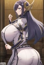 ai_generated big_ass big_breasts bodysuit brunhild_(shuumatsu_no_valkyrie) hyper_ass milfsexyrp record_of_ragnarok shuumatsu_no_valkyrie tagme thick_thighs tight_clothing