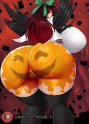 anus ass bare_ass big_ass big_breasts big_butt black_wings bodypaint bow breasts cloudybits exposed exposed_anus exposed_pussy halloween huge_ass huge_breasts huge_butt large_ass large_breasts large_butt looking_at_viewer looking_back massive_ass massive_breasts massive_butt painted_butt patreon_url pumpkin_butt pussy red_hair reiuji_utsuho third_eye touhou utsuho_reiuji wings zettai_ryouiki