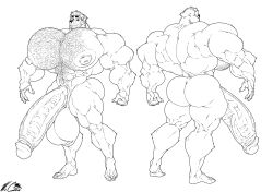 bodybuilder boner erection furry hyper hyper_balls hyper_cock hyper_genitalia hyper_penis hyper_testicles male male_only monochrome mr_canvas muscles muscular muscular_arms muscular_male muscular_thighs nude solo solo_male