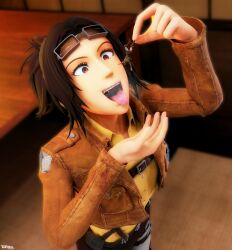 3d aot attack_on_titan bantoras giantess hanji_zoe saliva shingeki_no_kyojin tongue tongue_out vore