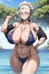 ai_generated big_areola big_breasts big_thighs buddha_(shuumatsu_no_valkyrie) deity genderswap_(mtf) glasses kunaboto_(style) milfsexyrp public_domain record_of_ragnarok rule_63 shuumatsu_no_valkyrie