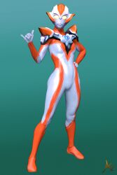 3d alien alien_girl alien_humanoid female female_only latex latex_suit minato_asahi_(grigio) no_sex pose shiny_skin solo solo_male thighs ultraman_(franchise) ultraman_r/b ultrawoman_grigio