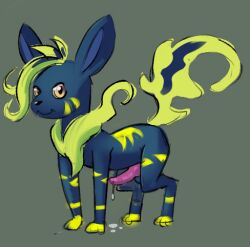 eevee feral generation_1_pokemon hybrid low_res male nintendo pokemon pokemon_(species) shiny_(disambiguation) zoura