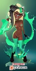 1girls 3d 3d_(artwork) crisisbeat dark_skin green_nipples marina_(splatoon) nintendo nude nude_female pussy solo_female splatoon