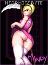 1girls aged_up alternate_version_available ass ass_focus big_ass blonde_hair dat_ass dress female female_only hair holding_weapon huge_ass legwear looking_back mandy_(billy_and_mandy) neophite-byte pink_dress pink_skirt pixel_art scythe skirt skirt_lift solo solo_female the_grim_adventures_of_billy_and_mandy thick_thighs thighhighs thighs upskirt white_thighhighs