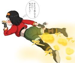 1girls ass big_ass black_hair blush dragon_ball dragon_ball_z fart fart_cloud fart_fetish farting female pan_(dragon_ball) qb6cm9gxlxeasc sweat xeno_pan