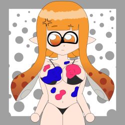 big_breasts ink inkling_girl nintendo nonheaded splatoon splatoon_(series) unhappy