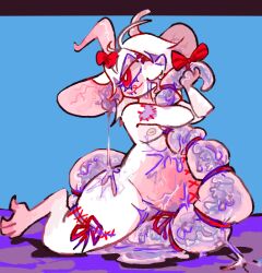 anthro female goo_in_mouth guncht mammal mouse murid murine rodent slime smile solo tail tail_hug