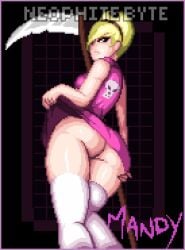 1girls aged_up alternate_version_available animated artist_name ass ass_focus ass_jiggle big_ass blonde_hair dat_ass dress female female_only gif hair hand_on_ass holding_weapon huge_ass legwear looking_back mandy_(billy_and_mandy) neophite-byte pink_dress pink_skirt pixel_art scythe skirt skirt_lift solo solo_female the_grim_adventures_of_billy_and_mandy thick_thighs thighhighs thighs upskirt white_thighhighs