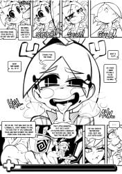 arcade comic english_text female gerph mint_(skarp_world) monochrome oral page_25 sex skarp_world tagme text vaginal_penetration video_games