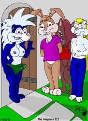 2001 anthro aroma_skunk blonde_hair blue_body blue_fur bodily_fluids bottomless breasts brown_body brown_fur brown_hair cleavage clothed clothing comic dildo domestic_cat ear_piercing ear_ring felid feline felis female fur genital_fluids group hair kthanid_(artist) lagomorph leporid long_hair mammal martin_mink mephitid mink mustelid musteline nipples page_3 page_number piercing pussy_juice pussy_juice_on_dildo rabbit randy_rabbit ring_piercing rutwell_forest serenakty sex_toy skunk strapon sweat topless true_musteline white_body white_fur