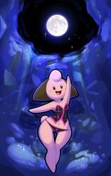 anthro blush cleffa cute elpatrixf female hi_res moon moonlight navel night nintendo nude open_mouth panties pokémon_(species) pokemon pokemon_(species) pokemorph sky smile solo star tongue wide_hips