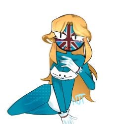 blonde_hair blue_skin boobs countryhumans countryhumans_girl gloves njt_axi_(artist) tongue_out underwear united_kingdom_(countryhumans) woman