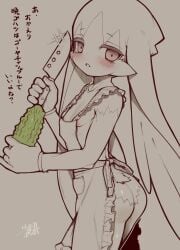 anthro apron apron_only ass ass_out bandai_namco blush clothing cooking dinner feminine_pose food fruit girly hi_res housewife husband_and_husband hybrid implied_gay king king_of_sorrow klonoa_(series) knife looking_at_viewer male melon nipples nude phallic phallic_food plant preparing_dinner preparing_food ribbed_for_her_pleasure royalty secretly_loves_it shaolin_bones solo text translated welcome