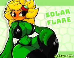 bikini bikini_bottom bikini_top black_bikini blush clothed curvy curvy_female curvy_figure female female_only goggles huge_ass huge_breasts huge_thighs plant_girl plantie plants_vs_zombies plants_vs_zombies:_heroes sawcraft1 seductive_look solar_flare_(pvz) sunflower_(pvz) thighhighs