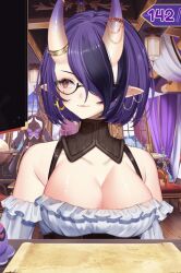 1girls breasts cleavage female hannahhyrule indie_virtual_youtuber light-skinned_female light_skin oni oni_horns pale-skinned_female pale_skin pirate_girl screenshot virtual_youtuber