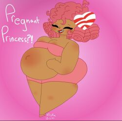 anthro closed_eyes cookie_run happy nsfwmyka old_art pregnant pregnant_belly pregnant_female princess_cookie smile